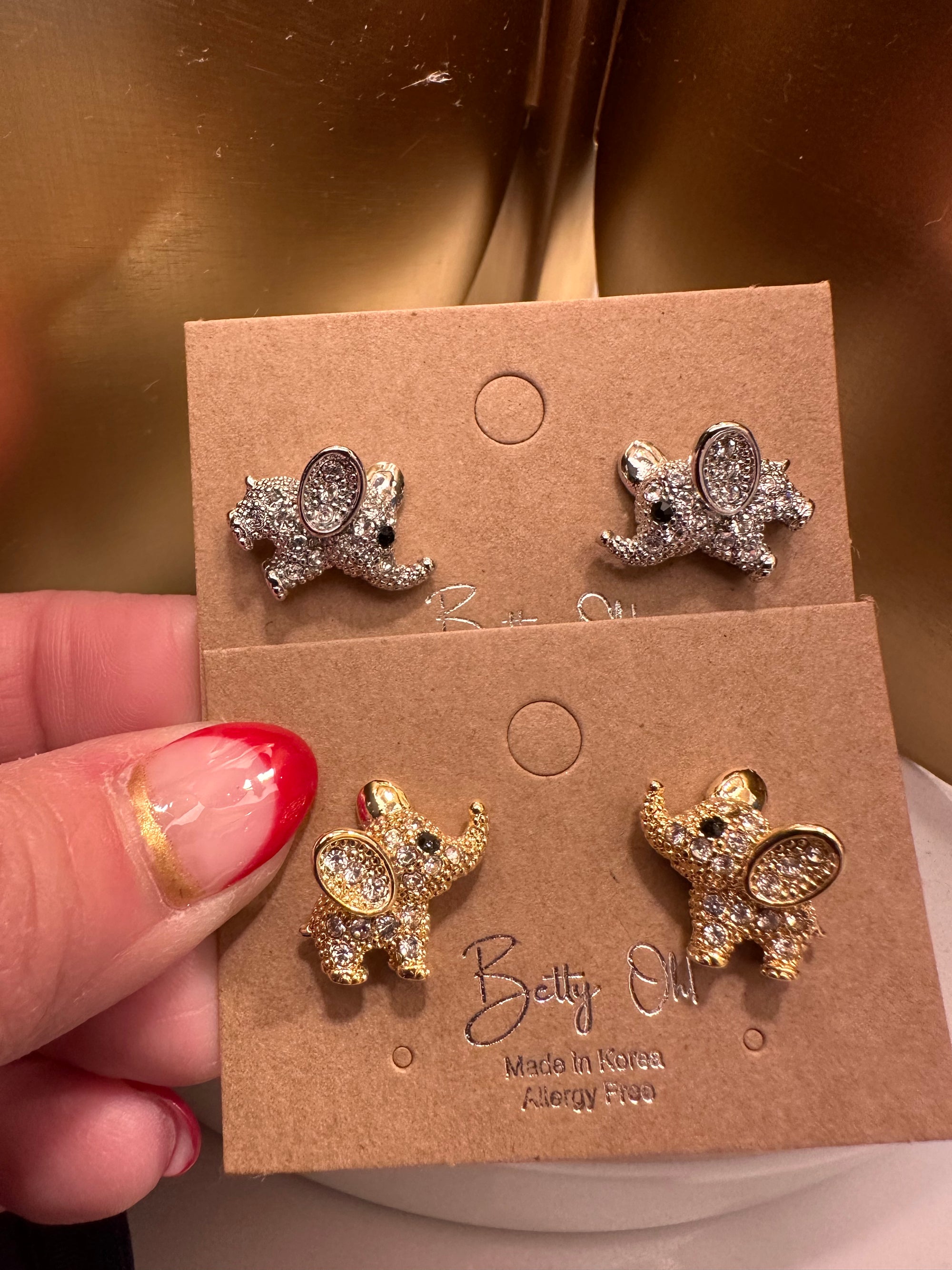 Pave Elephant Post Earrings