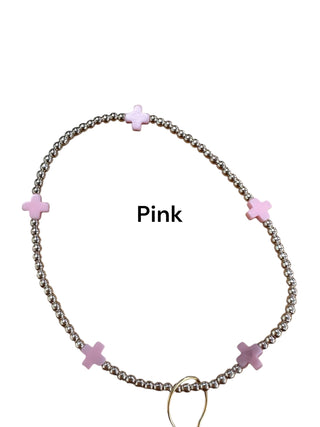 Enewton Signature Cross Small Gold Pattern 2mm Bead Bracelet