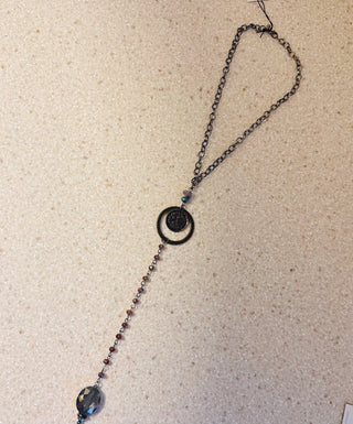 Y Necklace WIth Stone Drop