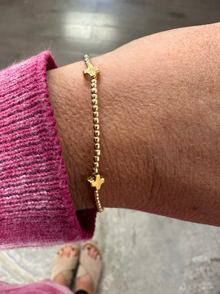 Enewton Signature Cross Small Gold Pattern 2mm Bead Bracelet