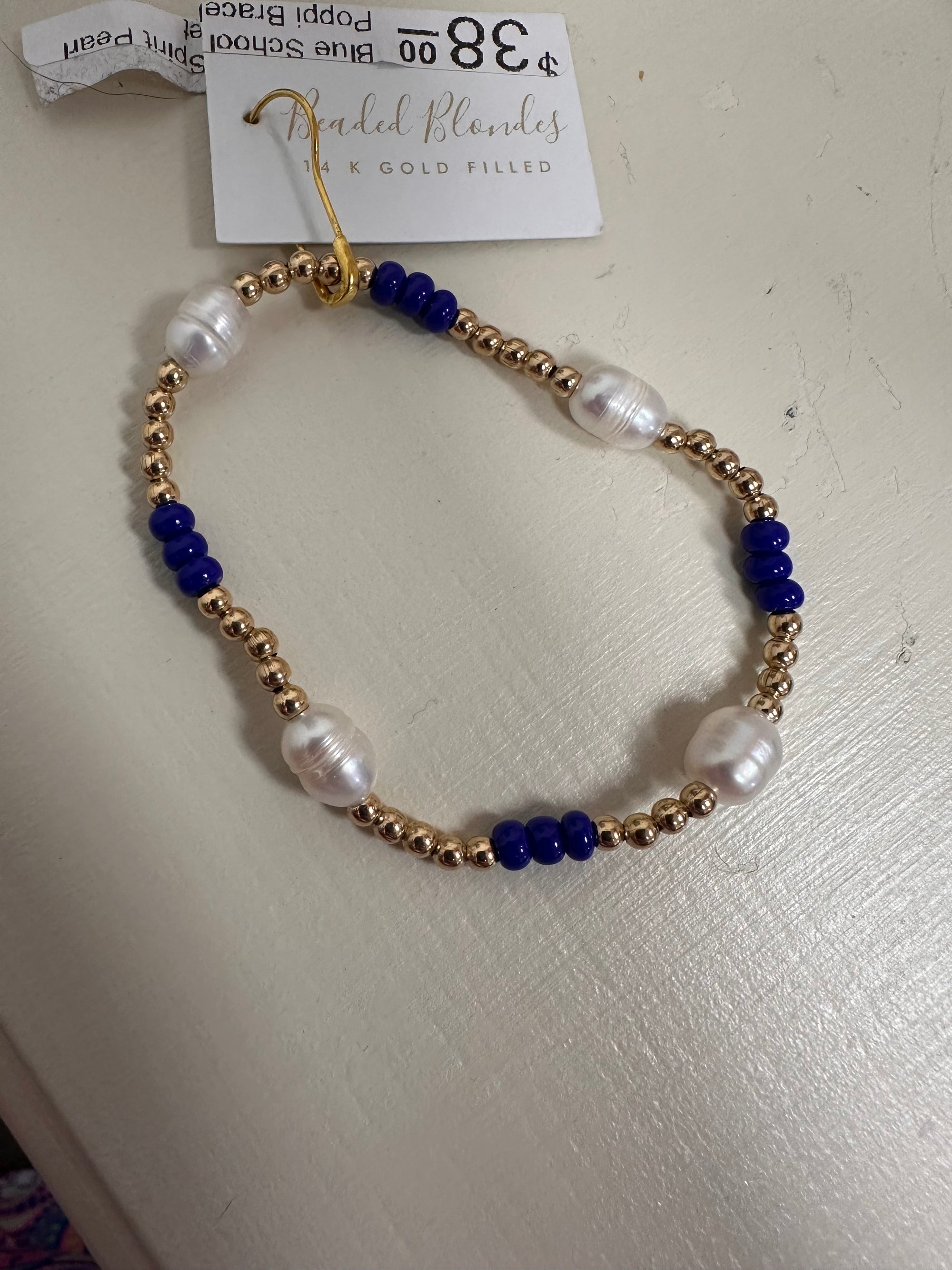 Blue School Spirit Pearl Poppi Bracelet