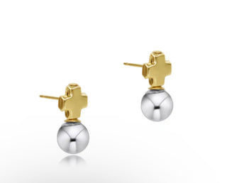 Enewton Signature Cross Mixed Metal Stud Earring