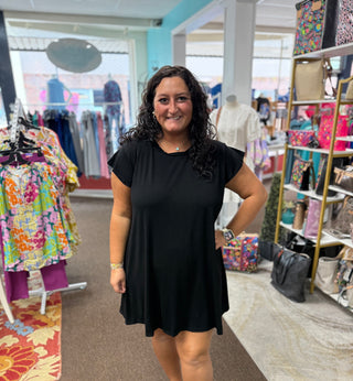 Francis Flutter Sleeve Black Dress