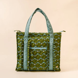 Everyday Quilted Tote Forest Green