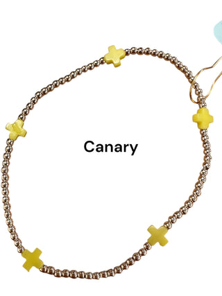 Enewton Signature Cross Small Gold Pattern 2mm Bead Bracelet