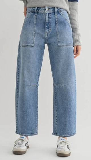 Just Black Denim Utility Seamed Barrel Jeans