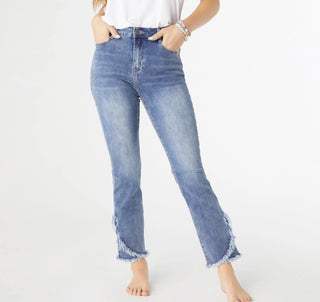 EverStretch Straight Leg Ankle w/Fringe Jeans