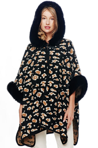 Leopard Hoodie Cape - One Size