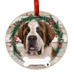 Ceramic Wreath Dog Face Ornament