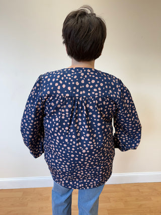 Steller Blue Suki V-neck Printed Blouse