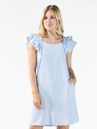 Simply Southern Ruffle Sleeve Blue Dress
