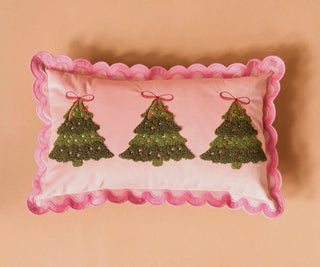Scalloped Rectangle Throw Pillow Twinkling Trees