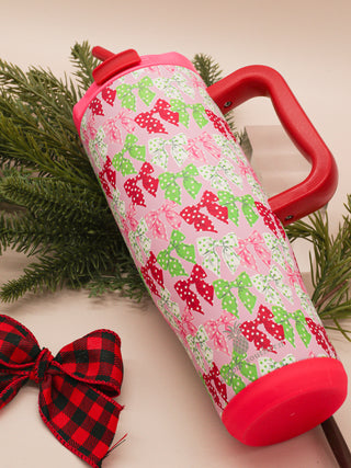 40oz Tumbler Holiday Bow Dots