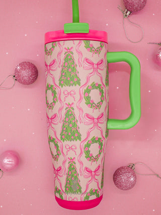 40oz Tumbler Holiday Wreath & Tree