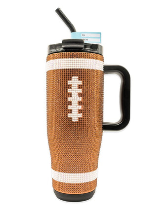 40oz Tumbler Rhinestone Football