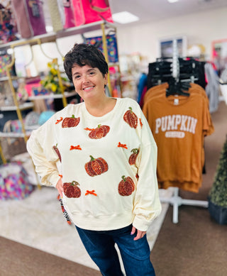 Pumpkin Sequin Oversized Sweatshirt