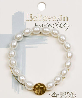 Believe in Miracles Bracelet White/Gold 7"