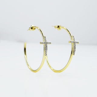 Gold Cross Grace Hoop