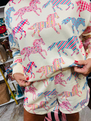 Horse Print Short Set