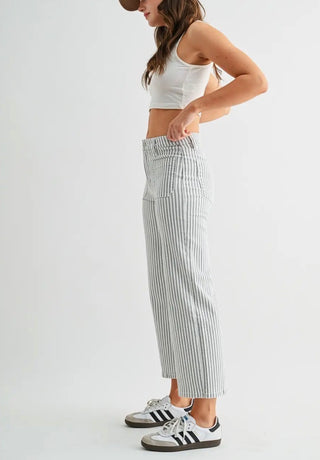 Mica High-Rise Cropped Grey Stripe Pant