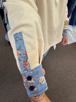 Apricot Denim Floral Top