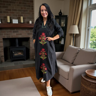 Fleur Noir Maxi Dress