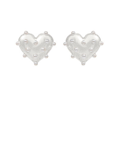 Pearl Heart Post Earrings