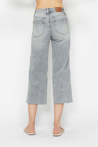 Judy Blue Jeans MR Tummy Control Raw Hem Crop Wide