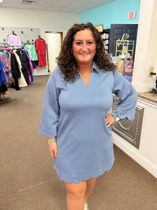 Scalloped Ease Shift Dress
