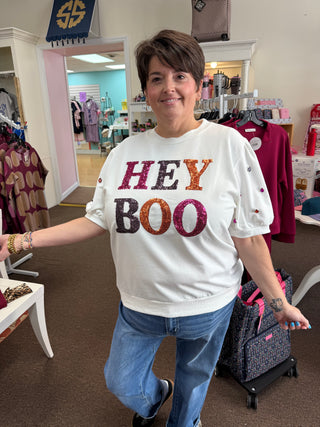 Glam Hey Boo Puff Sleeve Tee