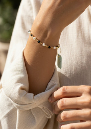 Enewton Pearl Sincerity Pattern 4MM Bead Bracelet Faceted Onyx