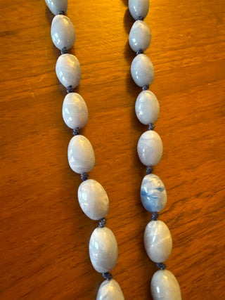 Blue Beaded With Pearlized Heart 16"-18" Necklace
