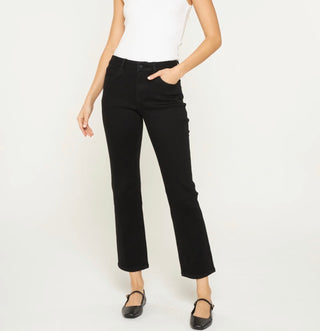Mica Mid-Rise Black Ankle Straight Leg Jean