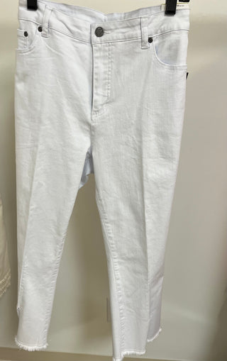 M23707 ZIP FRONT 5 POCKET VENT HEM CROP PANT WHITE