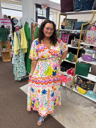 Picasso Short Sleeve Maxi Dress