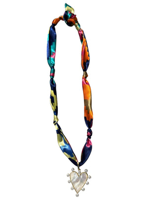 Mother of Pearl Heart Scarf Necklace