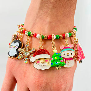 Charm It! Gold Christmas Stretch Bead Bracelet