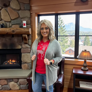 Dark Olive Brushed Hacci Cardigan