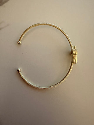 Gold Pave Wire Cross Bangle