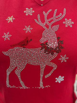 Reindeer Cardinal Snowflake Top
