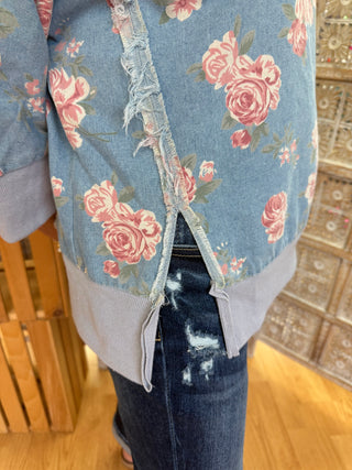 Floral Print Denim Top