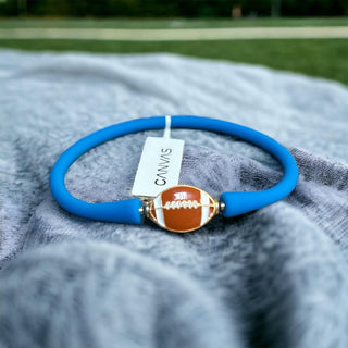 Enamel Football Silicone Bracelet Blue