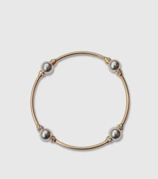 8MM Crystal Sterling Silver & Gold Blessing Bracelet