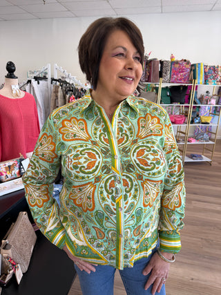 Olive Grove Paisley Top