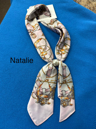 Scarf Necklace With Magnetic Pearl Closure