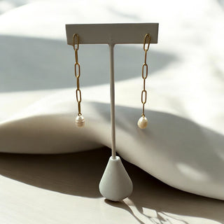 Paperclip Earring With Pearl