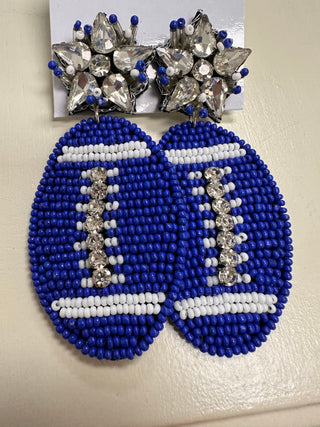 Blingy Football Seed Bead Earrings