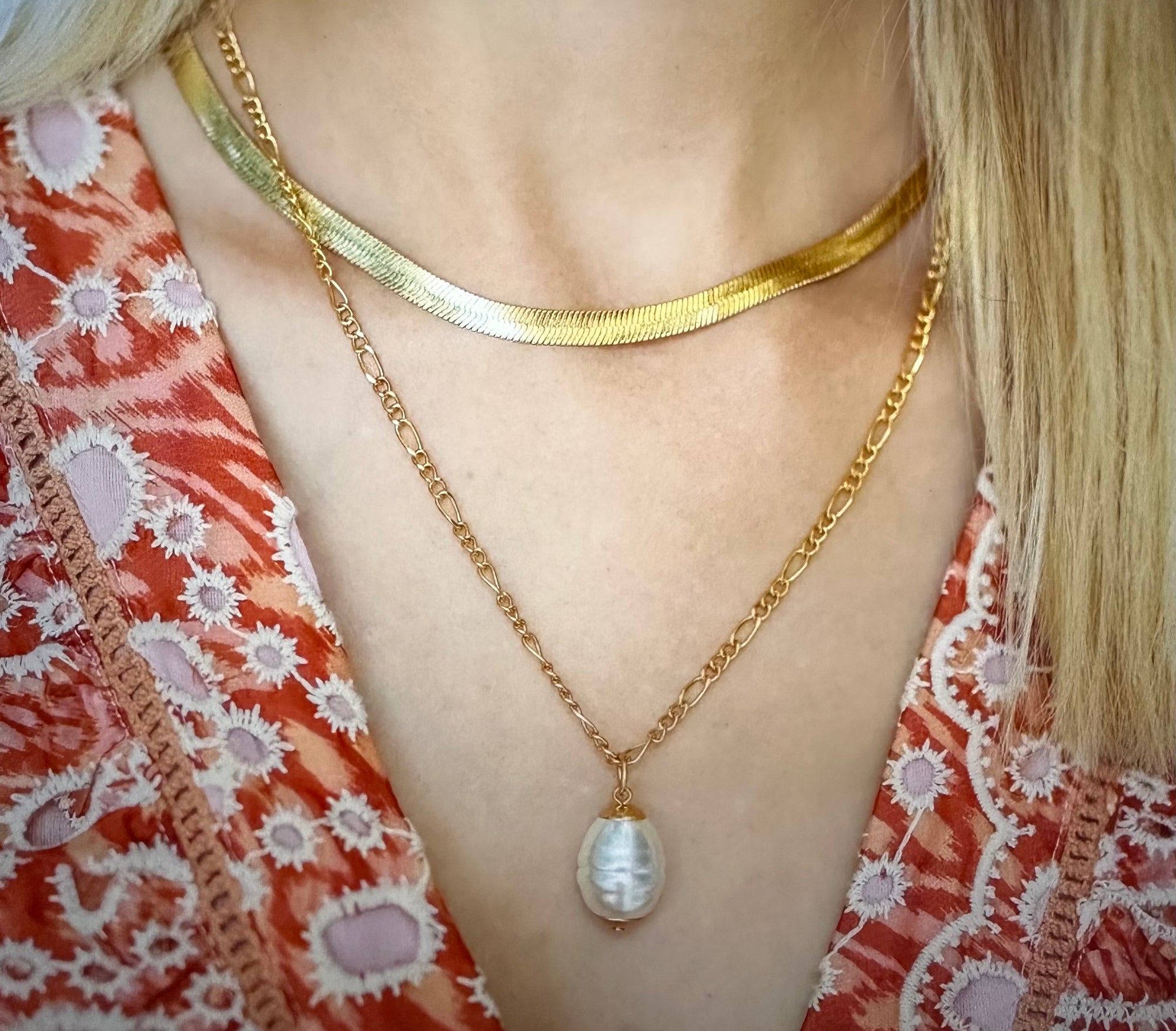 Opie Layered Necklace With Pearl