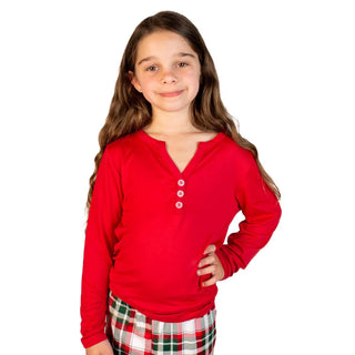 Girl's Classic Henley Sleep Shirt True Red