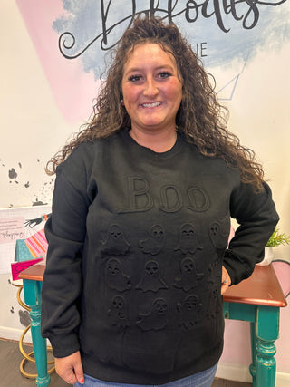 Ghostly Boo Embossed Sweatshirt